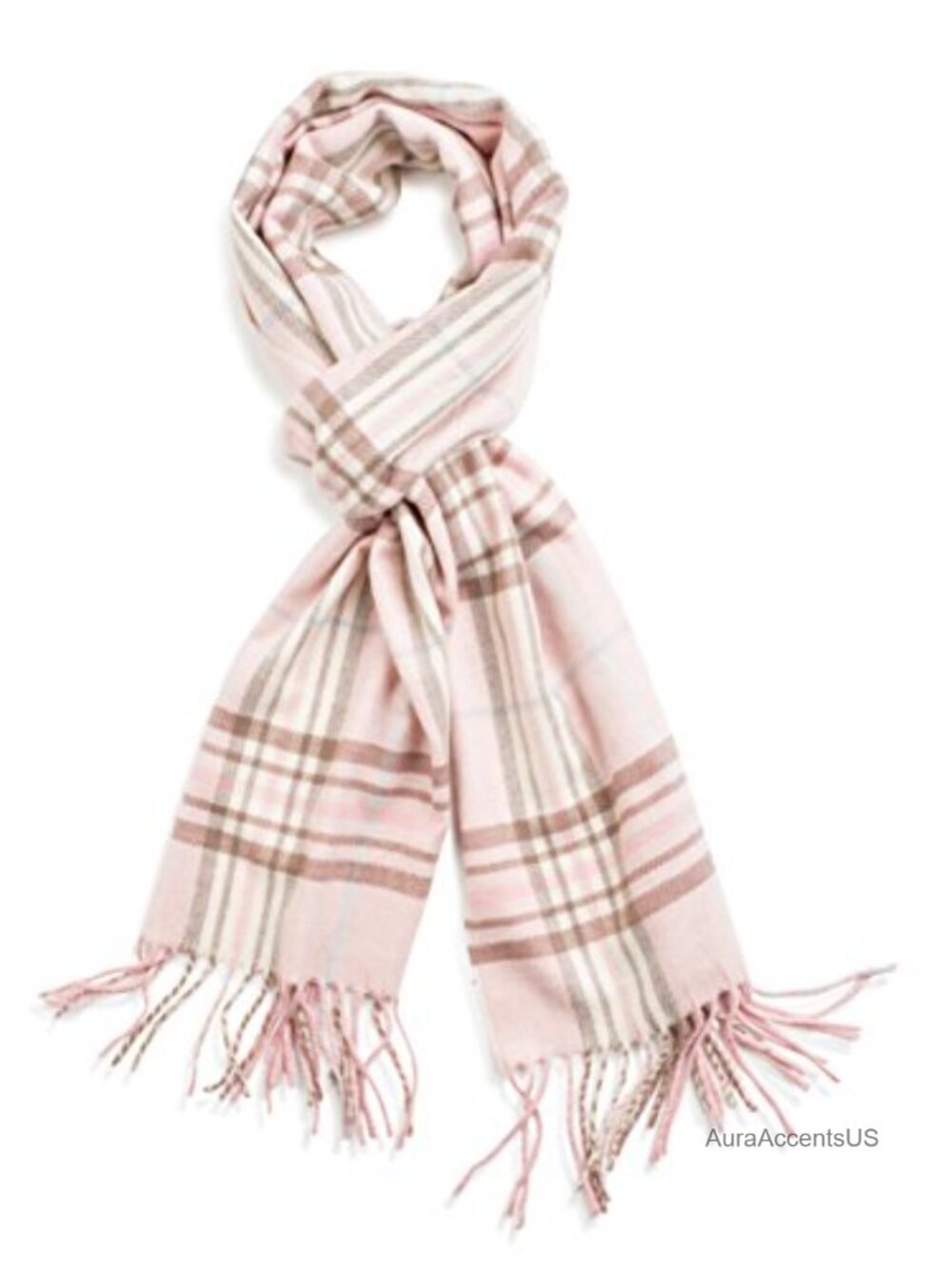 Cashmere Feel Plaid Scarf with Fringes, 72"